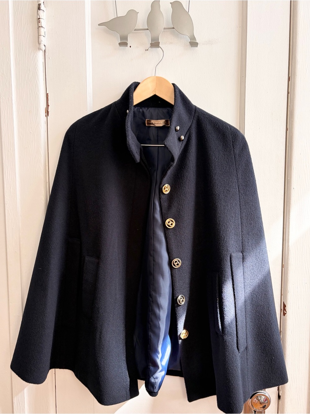 Classic Women’s Navy Cape Jacket with Pockets